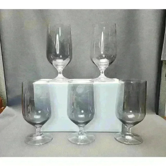 Schott Zweisel Nekar Smoke Etched Rose Crystal Iced Tea Water Glasses (Set of 5) - Picture 2 of 5